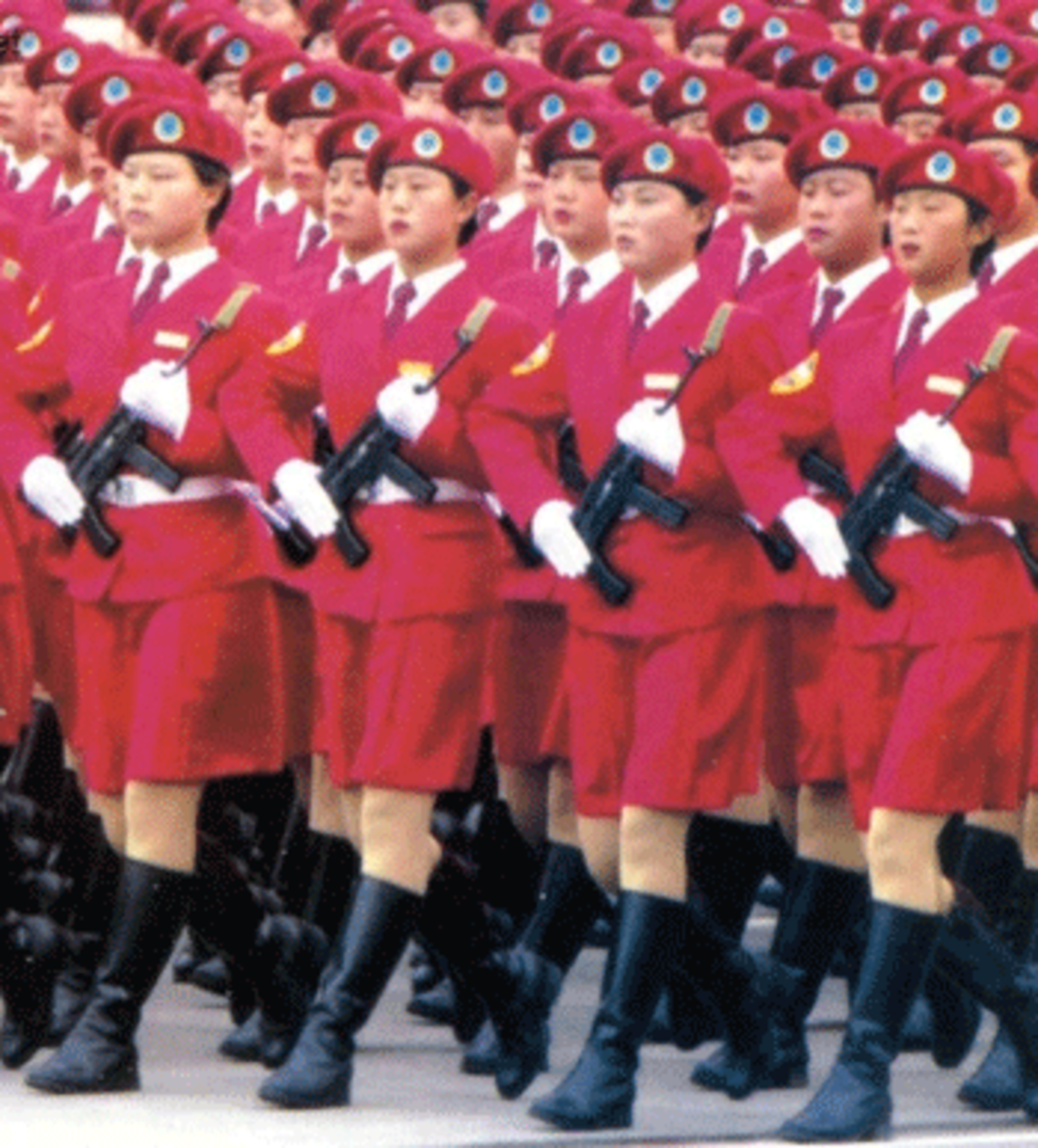 north korean army parade. taken in a military parade