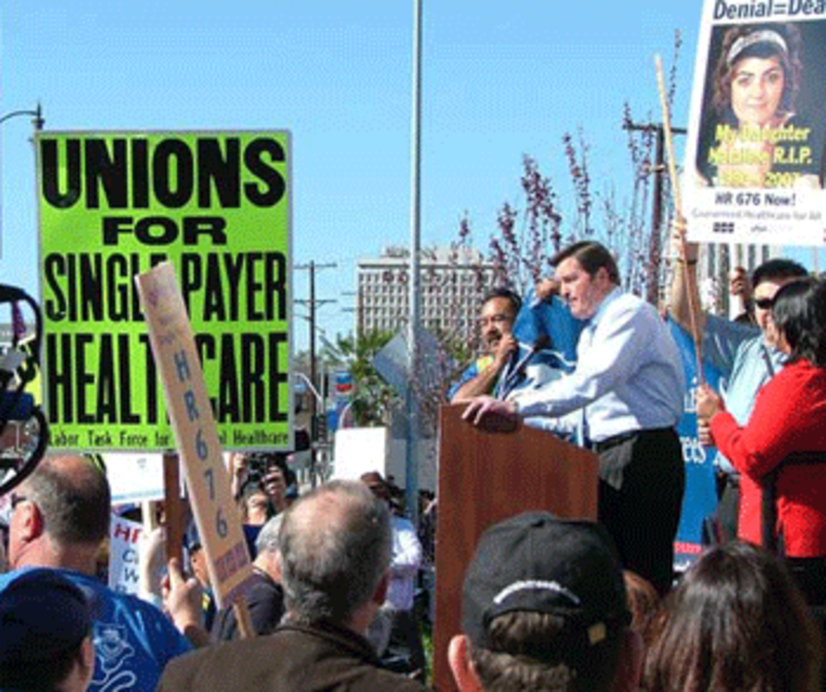 Lt. Governor John Garamendi speaking at LA rally.