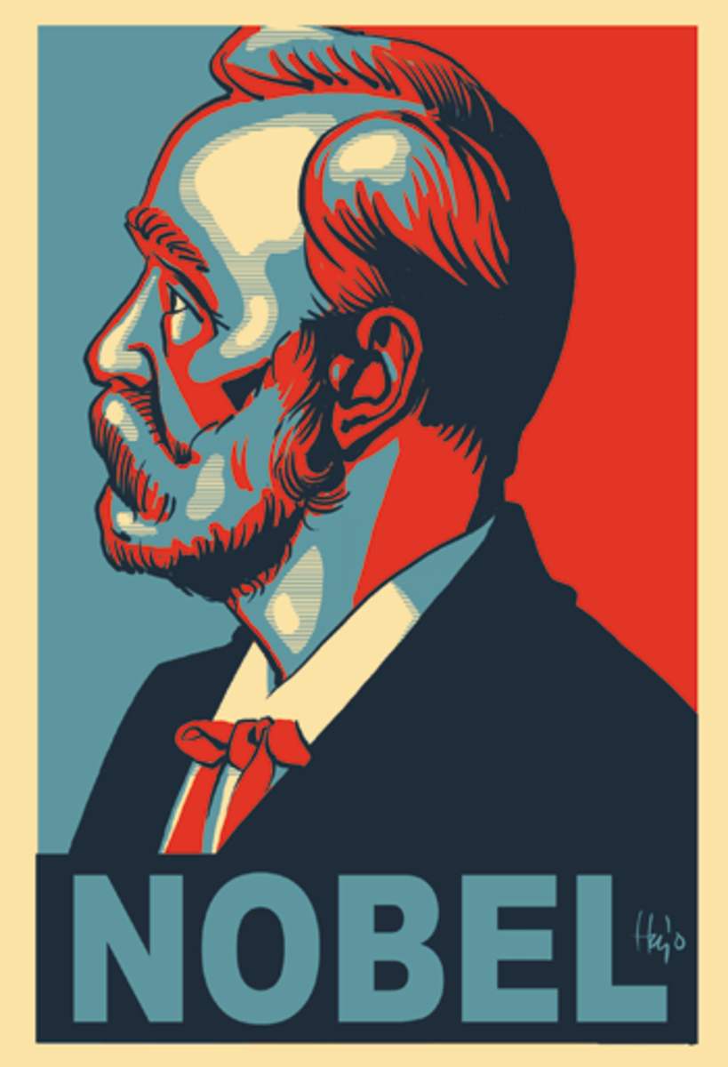 Dr. Nobel captured in Barack Obama style poster