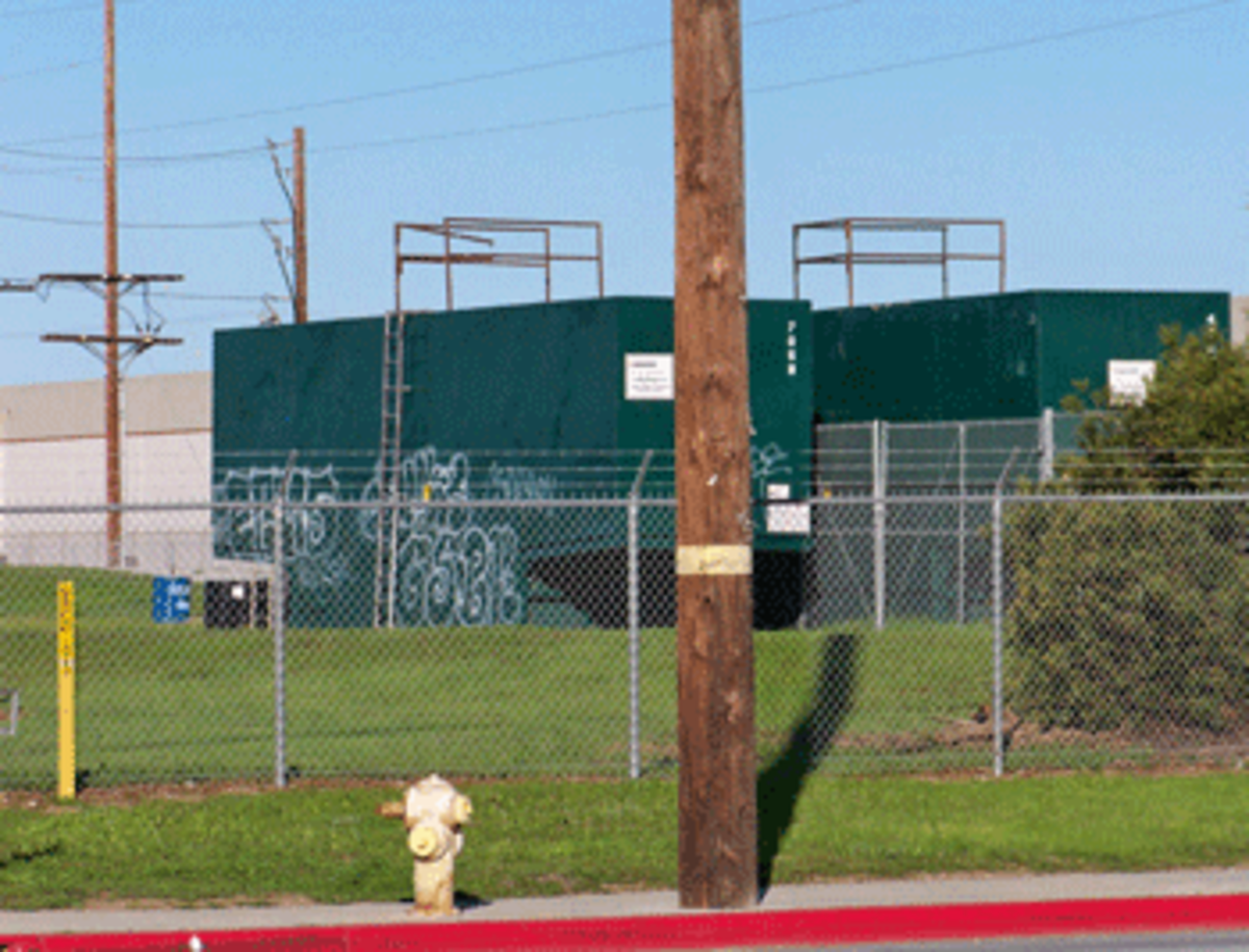Graffiti on a building at the Del Amo Superfund site near Torrance.