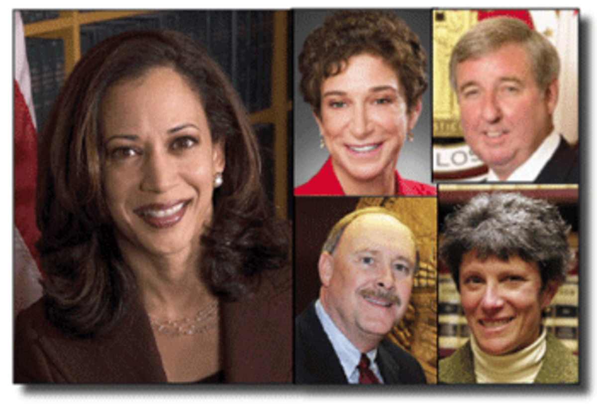 Kamala Harris, Joyce Dudley, Steve Cooley, Jill Ravitch, Paul Zellerbach (clockwise from left)