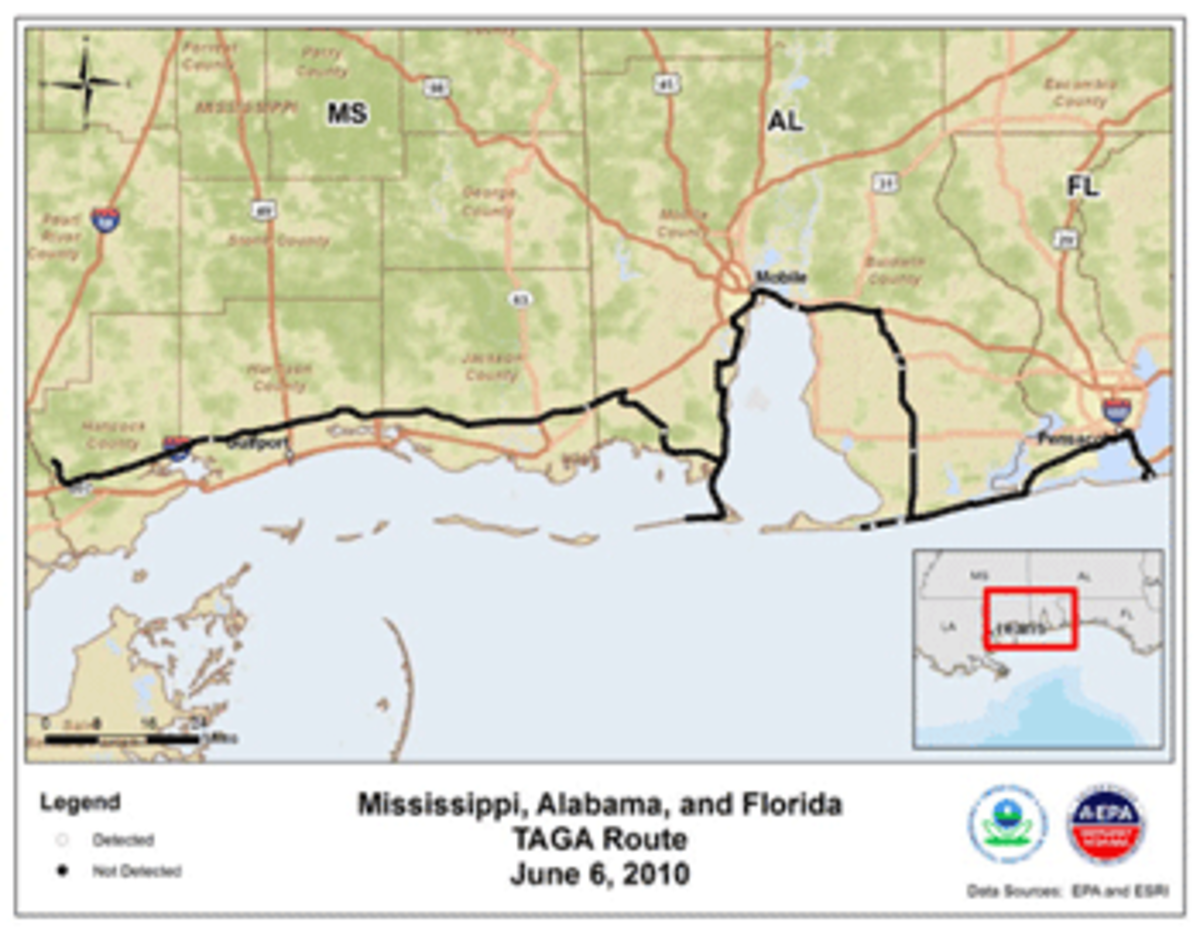 gulf map EPA, Coast Guard, and BP PR Tied to Airborne Corexit Denials