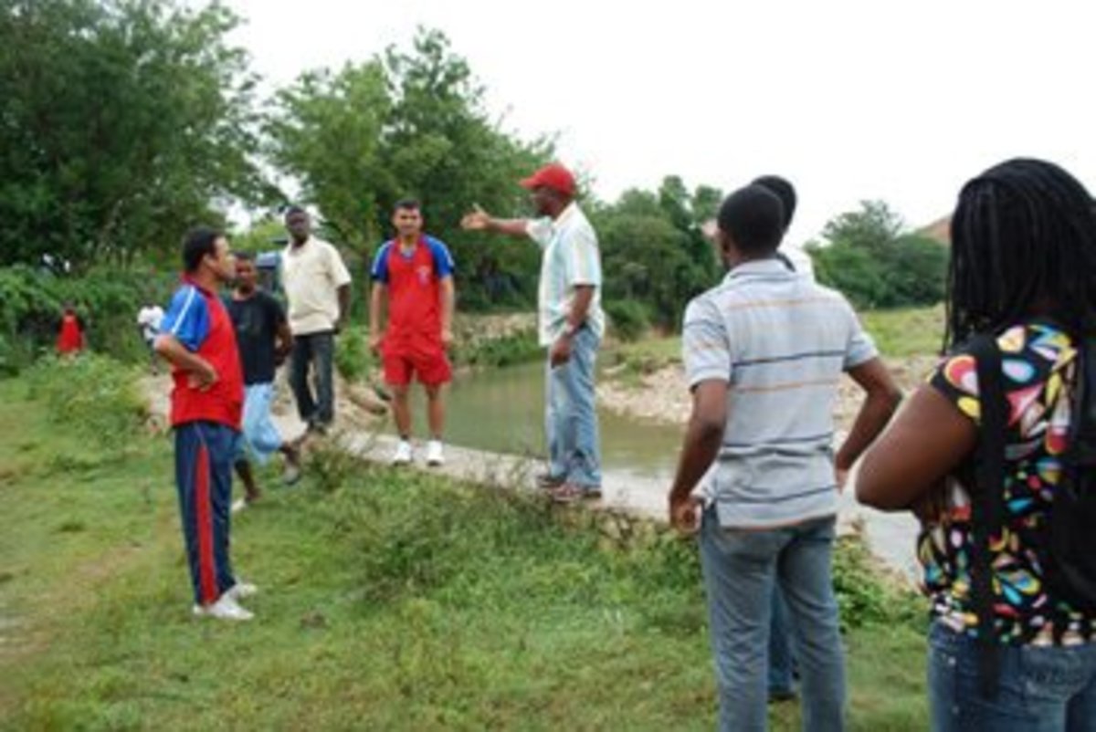 haiti Nepalese UN Soldiers (out of uniform) Blocking the Way