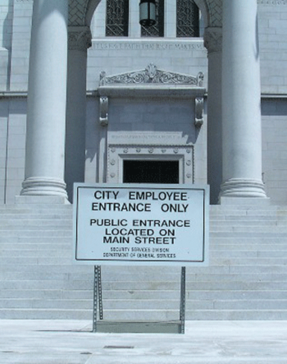 city hall entrance “Mr. Brown” Takes His Act to City Hall