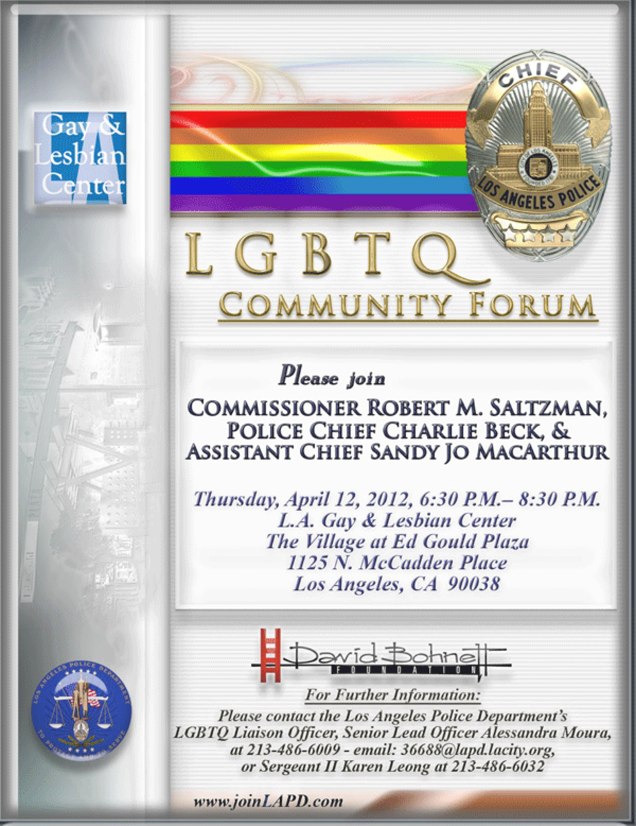 LGBTQ Flyer 600 LA Police Departments LGBTQ Community Forum    April 12th