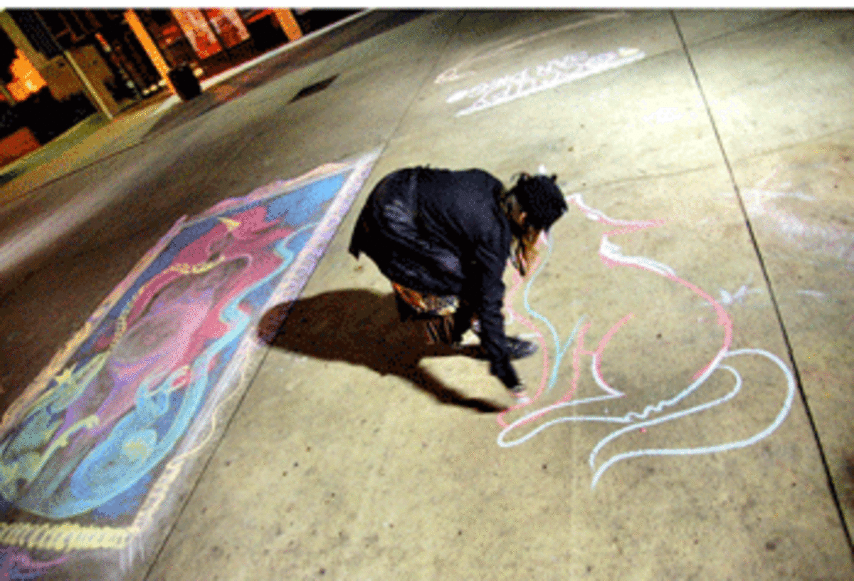 chalk art Occupy L.A. Reaches Out to Art Walk Goers in Spite of LAPD 