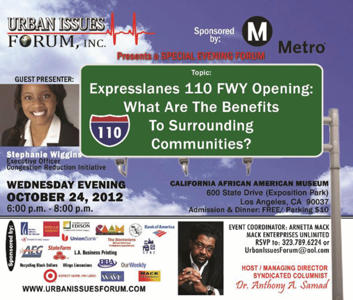 uif 10 12 Urban Issues Forum: HIghway Overcrowding    October 24