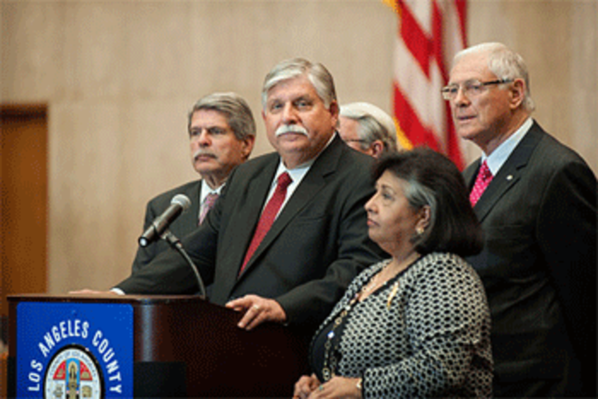 New sheriff-designate John Scott meets the media with the Board of Supervisors at his side. (Photo: ZevWeb)