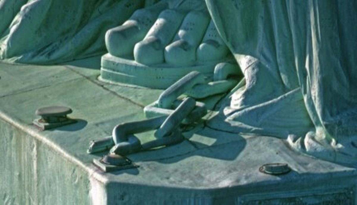 Statue of Liberty Wears Chains and Shackles