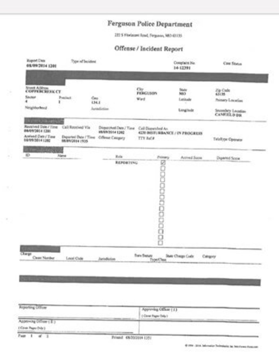 uniform crime report ferguson incident report
