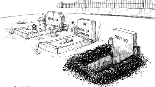 karikatur für tribüne-friedhof