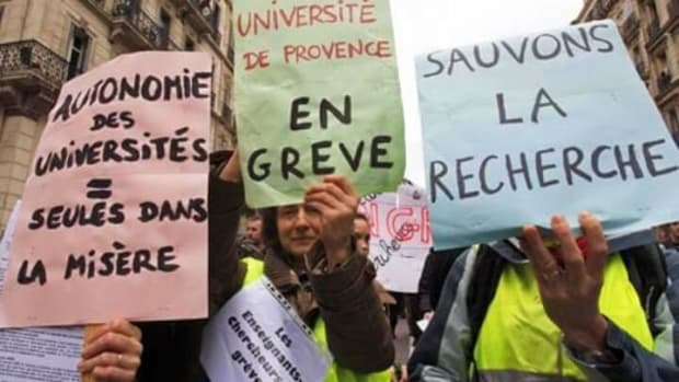 French Student Strikers Attacked