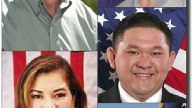 Clockwise upper left: Bill Hedrick, Beth Krom, Phy Nguyen, XXXX, Loretta Sanchez