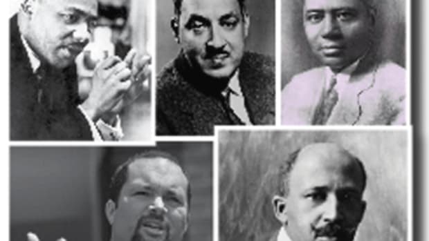 Clockwise from upper left: Martin Luther King, Jr., Thurgood Marshall, Charles Hamilton Houston, W.E.B. DuBois, and Benjamin Jealous