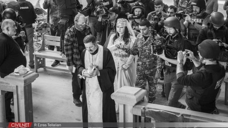 Karabakh Soldier Leaves Battlefield to Marry Sweetheart