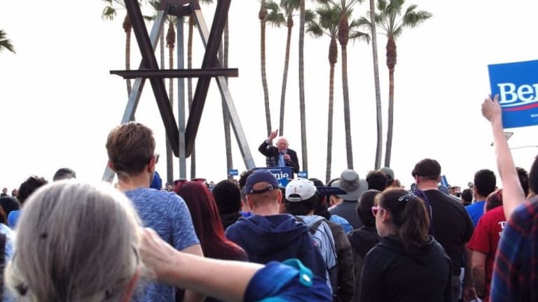Bernie for President Backers Flood Venice