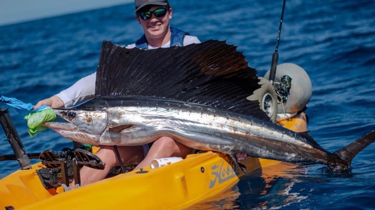 Colby Blackwell felicitated for being the first person to catch the rarest fish from a kayak