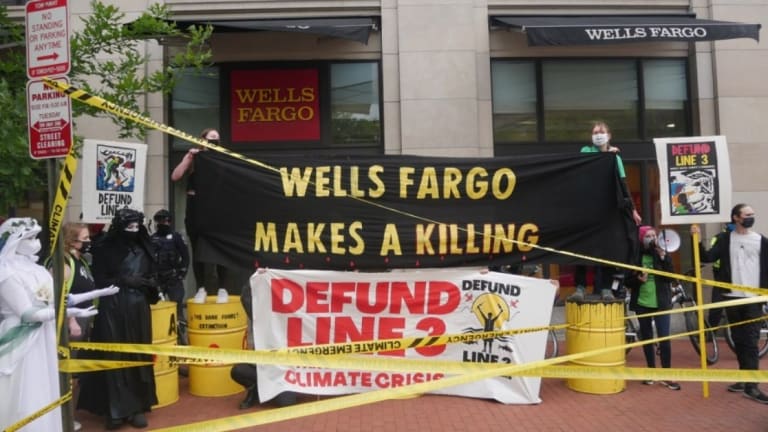 Protesters Across 4 Continents Pressure Banks to #DefundLine3