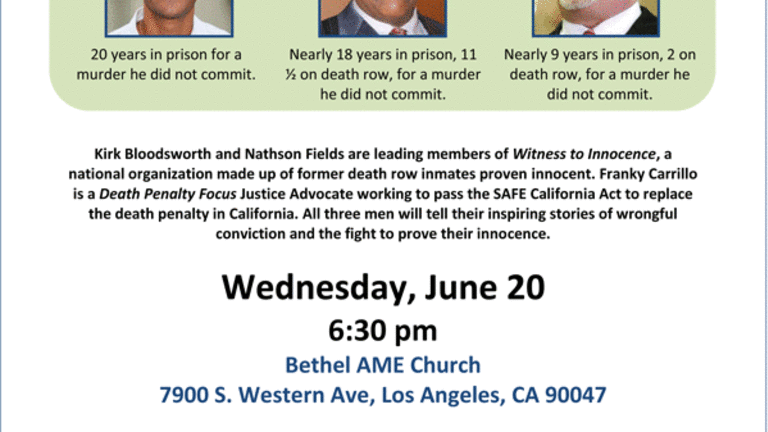 Witness to Innocense: Bethel AME Church -- Wednesday, June 20