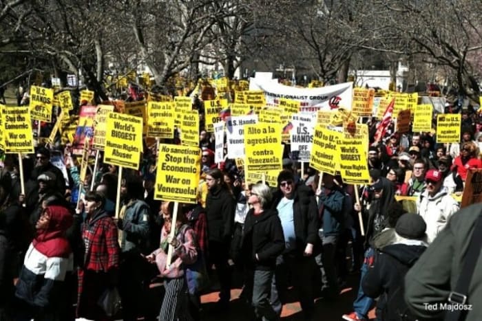 Hands Of Venezuela March in Washington, DC on March 16, 2019. By Ted Majdosz.