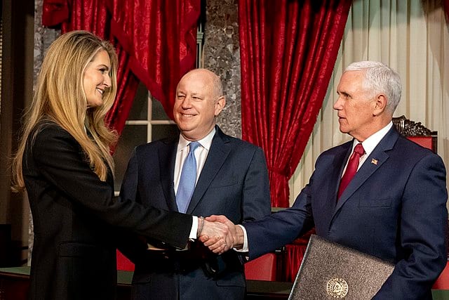 Vice President Mike Pence attends the ceremonial swearing in of U.S. Senator Kelly Loeffler Monday, Jan. 6, 2020, at the U.S. Capitol, in Washington, D.C.(Official White House Photo by D. Myles Cullen)