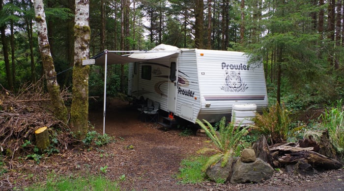 A trailer on David Peltier's land
