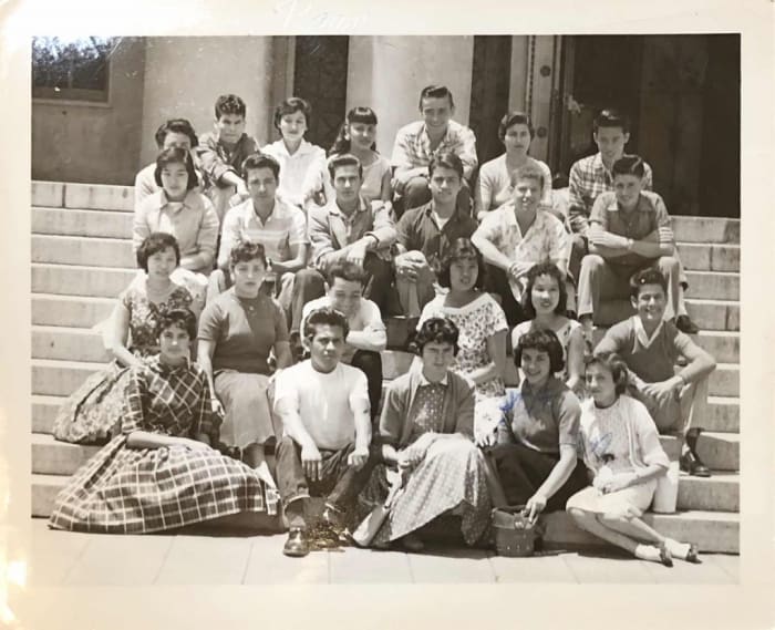 A photo of students at Oakland Technical High School. Parviz Shokat, a subject in the documentary “We Are Here, We Have Always Been Here,” attended this school when he arrived in the Bay Area in 1960 as a teenager. He was very influenced by the movements and struggles of the 1960s and become a political activist. (Persis Karim)