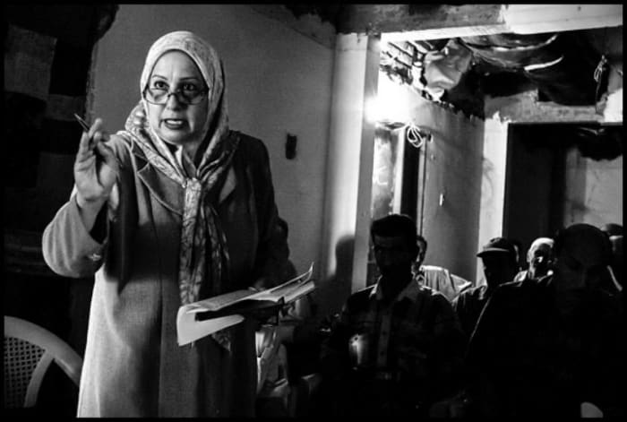 dnbbasra129.jpg BASRA, IRAQ - 26MAY05 - Hashimia Muhsin Hussein, President of the Electricity and Energy Union in Basra - the first woman trade union leader in Iraq's history. Her union is affiliated with the Iraqi Federation of Trade Unions.Copyright David Bacon