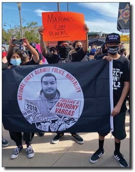 In L.A.’s Boyle Heights neighborhood, community members remember 21-year-old Anthony Vargas, who was shot and killed by Los Angeles County sheriff’s deputies at the Nueva Maravilla Housing Community in East Los Angeles in August 2018. Photo courtesy of Kim McGill.