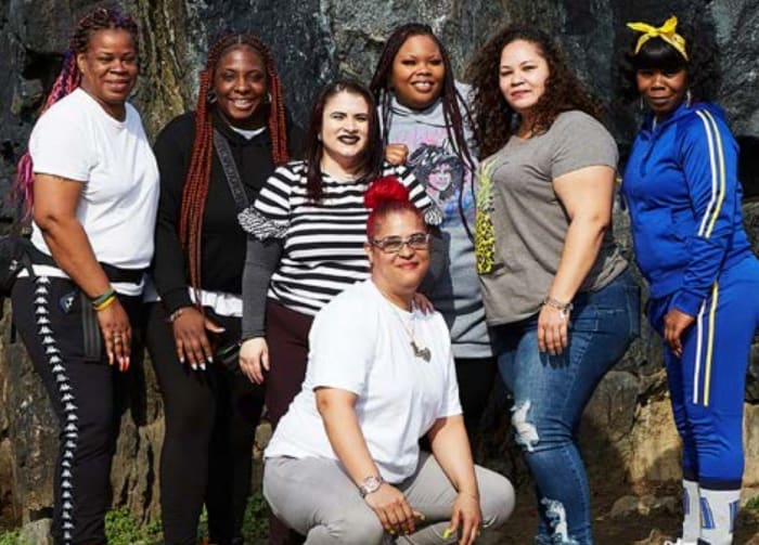 The parent advocacy organization Rise recently published a report outlining alternative support systems for parents. From left: Keyna Franklin, Shakira Page, Norahsee Ortiz, Jeanette Vega, Imani Worthy, Teresa Marrero, Tenisha Sanders. Credit: Rise.
