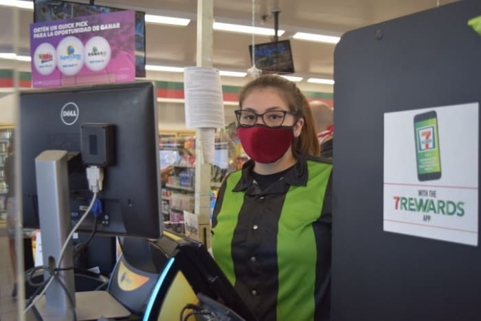 Eustolia Farias is working at a 7-11 as she waits to figure out how to complete her last two welding classes. Photo: Jeremy Loudenback