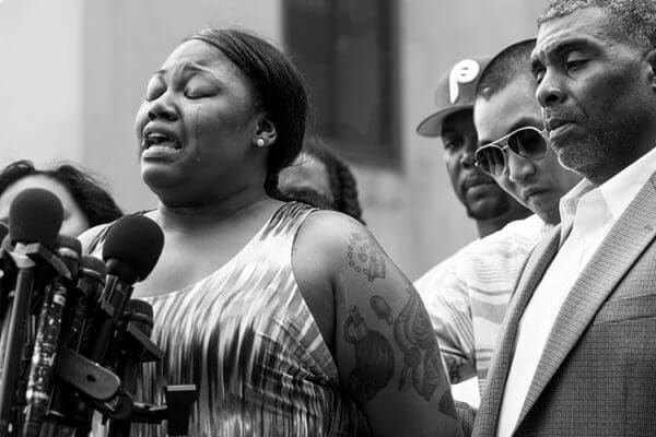 Philando Castile’s sister, Allysza Castile, speaking outside of the Ramsey County Courthouse in St. Paul, Minnesota. (Photo by Lorie Shaull via Flickr)