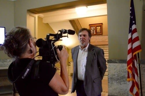 James Botsford in August 2015 speaking to filmmaker Keri Pickett for the documentary "First Daughter and the Black Snake"