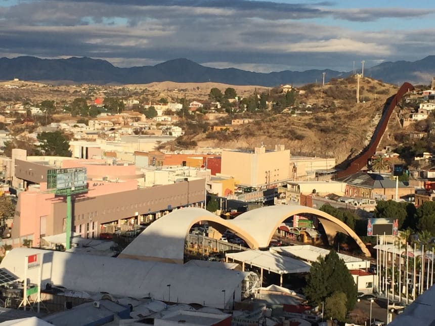 The U.S.-Mexico port of entry view from Nogales, Sonora, Mexico. Photo by Valeria Fernández for palabra