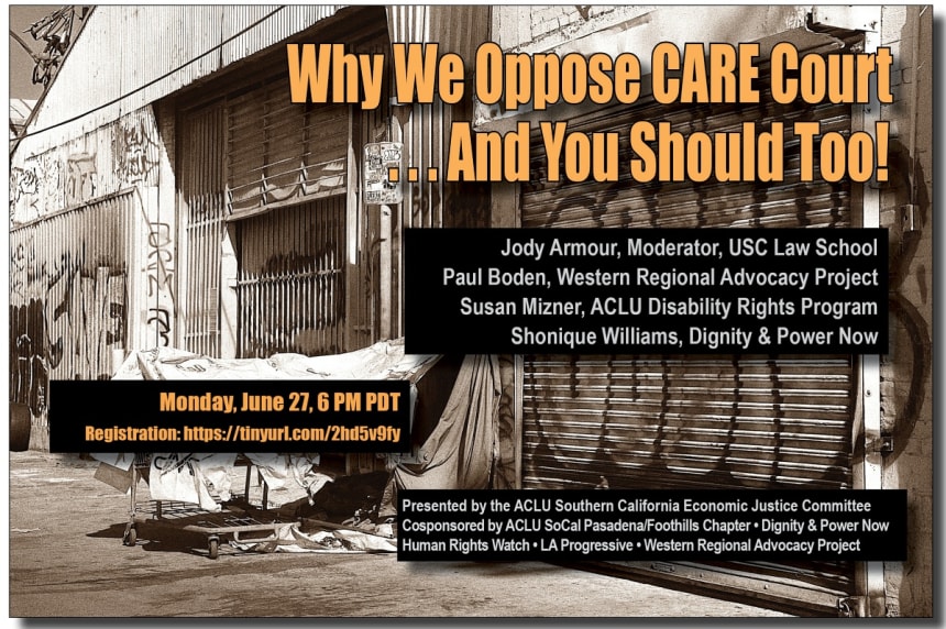 Oppose Care Court 2 p.m. tent