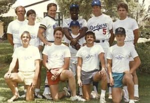 Ken McMullen (wearing his No. 5 Dodger uniform) photographed with camp coaches. Courtesy of Scott Young.