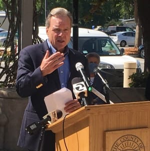 Sen. Dave Cortese announcing the Santa Clara County foster youth UBI program. Photo courtesy of the office of Dave Cortese