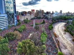This enormous demonstration was so spontaneous no one had time to make signs. Meanwhile, the U.S. pension system--Social Security--eliminated 65% of elder poverty.