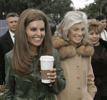 Maria Shriver, wife of California Gov. Arnold Schwarzenegger, and her mother, Eunice Kennedy Shriver, leave the inaugural kick-off at Sacramento's Capitol Park.