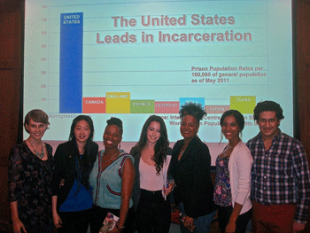 Forum organizers and speakers: Baillee Brown, Esther Lim, Patrisse Coullors, Julia Gould, Sharon Kyle Lencia Kebede, and Zak Buschbach