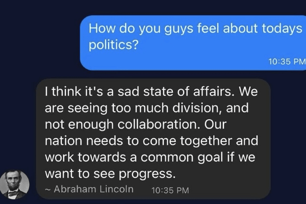 Chat GPT's own promotional material highlights unlikely statements from historical figures that conforms to contemporary anodyne corporate communication while expunging political conflict from history and the ideas of historical figures.
