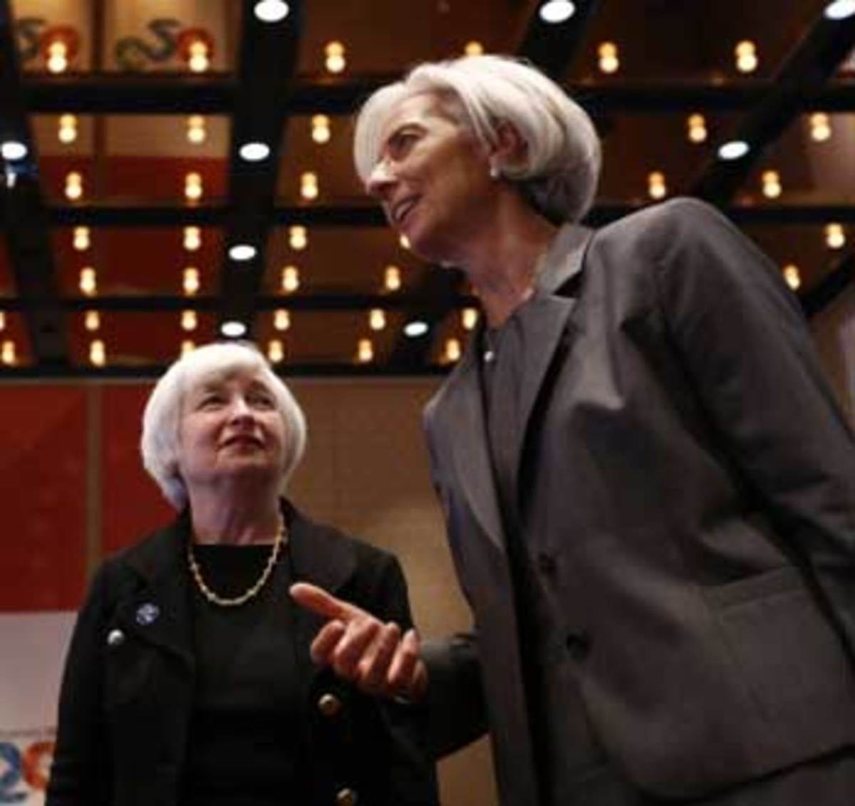 Janet Yellen and International Monetary Fund Managing Director Christine Lagarde