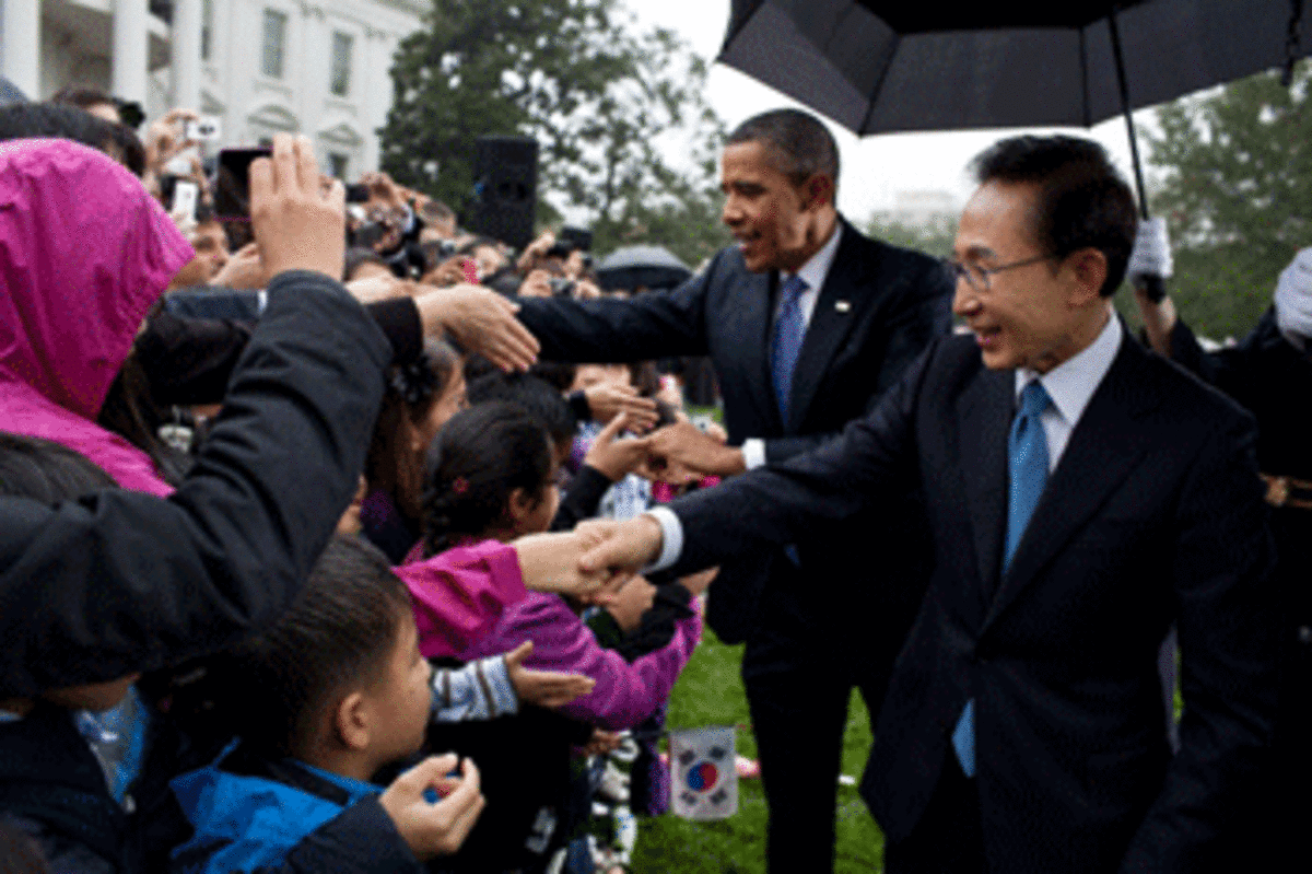 President Barack Obama and President Lee Myung-bak of the Republic of Korea.  (White House Photo by Pete Souza)