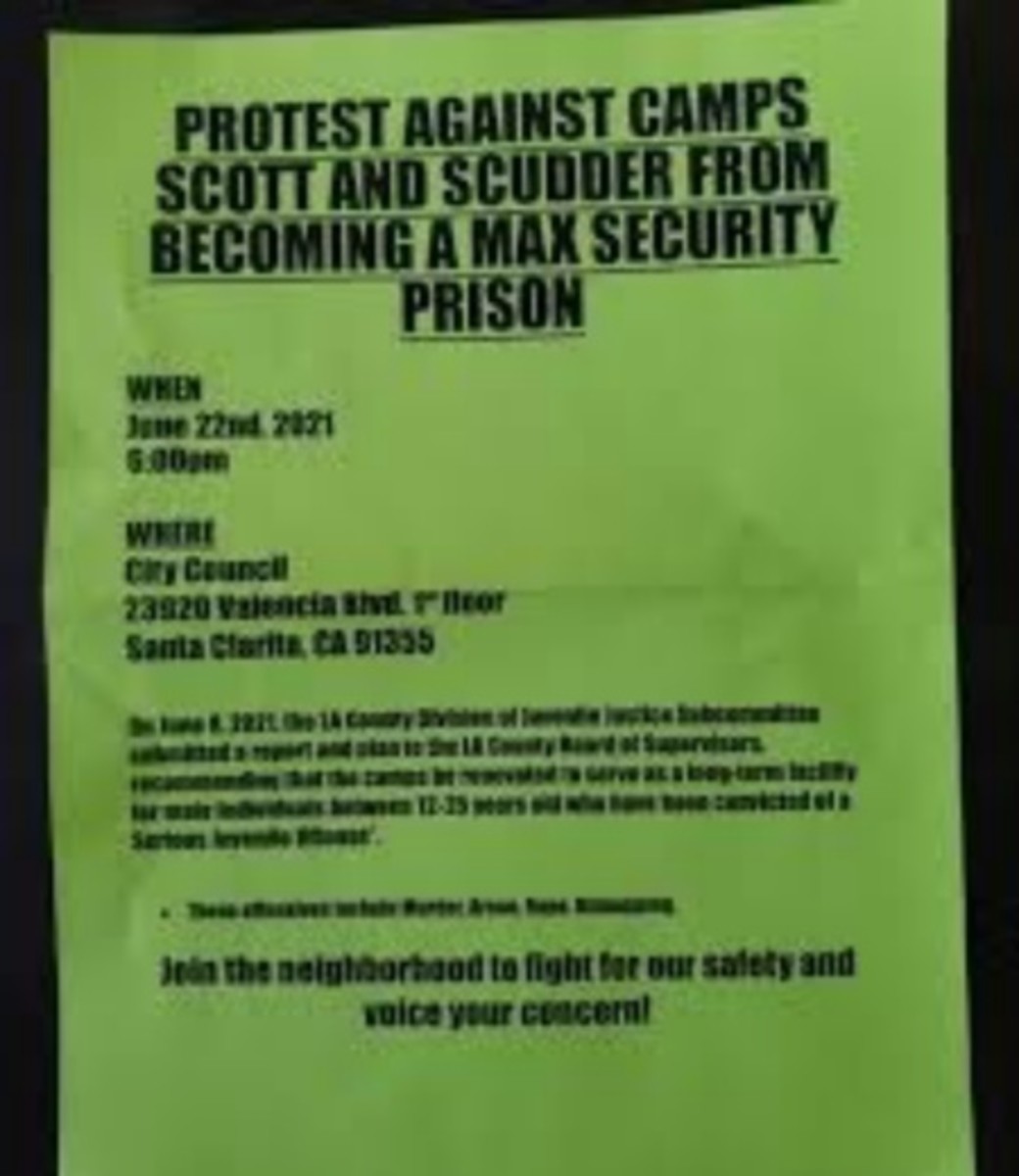 A flyer encouraging Santa Clarita residents to protest the use of nearby camps for youth offenders’ housing and rehabilitation.