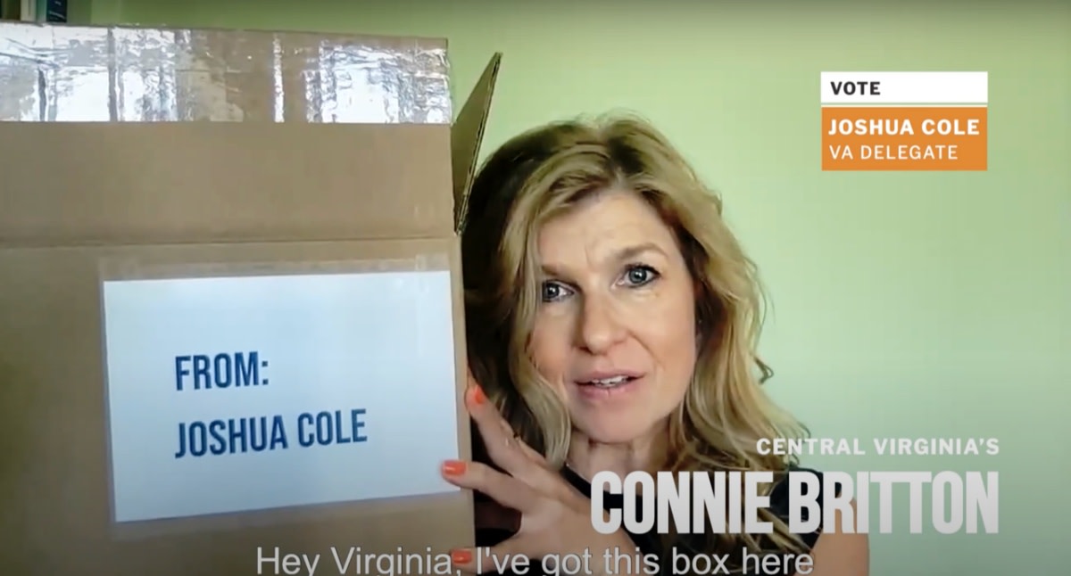 "White Lotus" star Connie Britton encourages Virginia voters to re-elect Delegate Joshua Cole on November 2, 2021. (Photo courtesy of the Hometown Project)