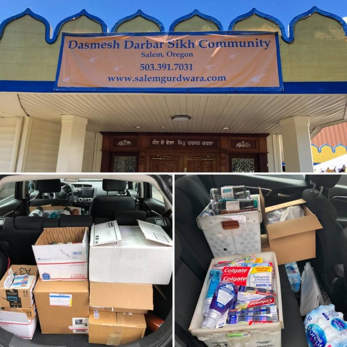 Donations to the Salem Sikh Community Center. (Jai Singh / Twitter)