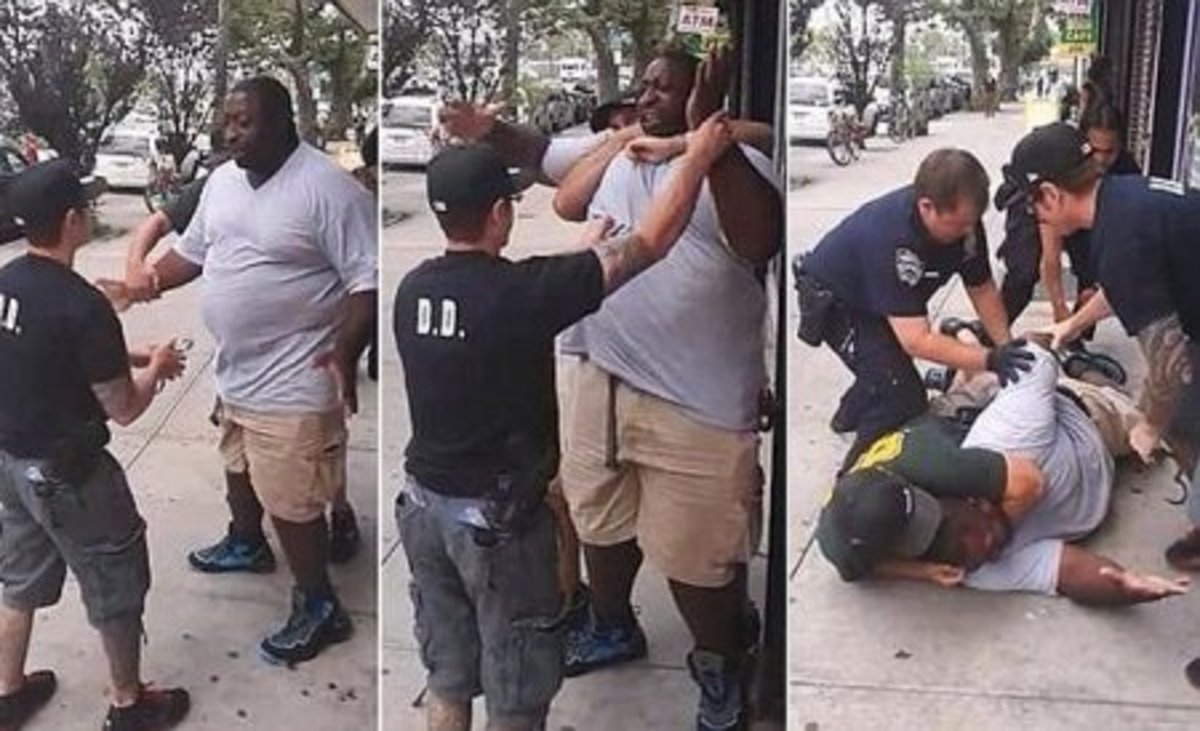 Screenshots showing the police conflict and killing of Eric Garner.