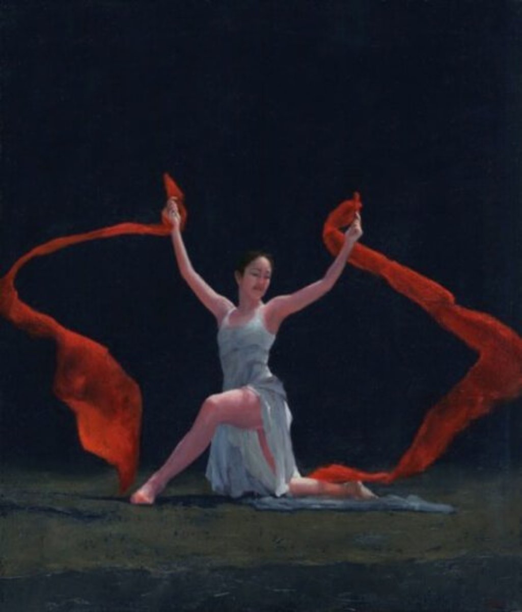  Ribbon Dance, Study" 12x14-oil on panel by Judy Nimtz (2014) framed, ready to hang. Retail: $1400