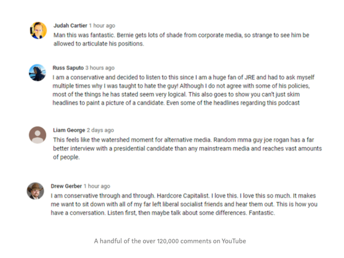 A handful of the over 120,000 comments on YouTube