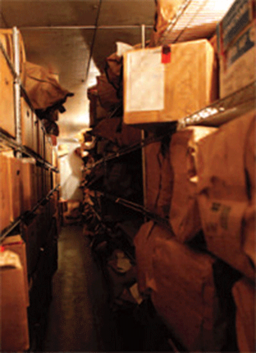 Untested sexual assault evidence at the Los Angeles Sheriff's Department central evidence storage facility. (Patricia Williams/Human Rights Watch)